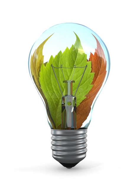 Ecology Concept Light Bulb With Leaf Stock Illustration Illustration