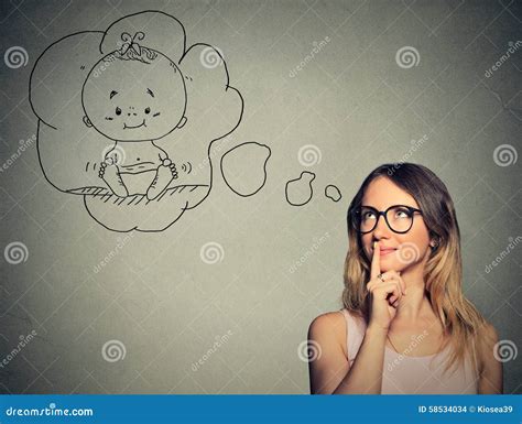 Woman Thinking Dreaming Of A Child Stock Photo Image Of Latin Baby