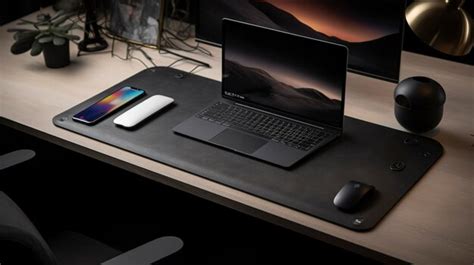 A Photo Of A Sleek Desk Pad Or Desk Mat With Integrated Wireless