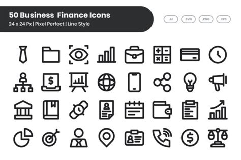 50 Business Finance Icons Set Line Graphic By Kmgdesignid Creative