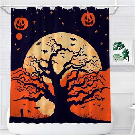 Hmliqrry Halloween Shower Curtain 72 X 72 Inch Farmhouse