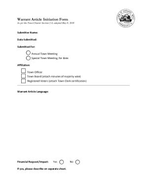 Fillable Online Warrant Article Initiation Form Fax Email Print Pdffiller