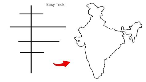 How To Draw Indian Map Easy Easy Trick India Map Drawing India Map