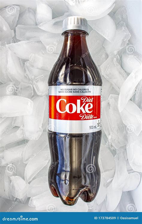 A Plastic Bottle Of A Diet Coke In A Bed Of Ice Editorial Stock Image Image Of Dripped Coke