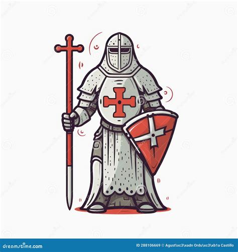 Cartoon Illustration Of A Templar Warrior Generative AI Stock