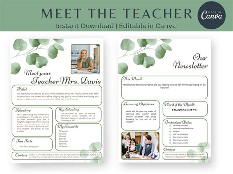 Meet The Teacher Templates Editable Modern Boho Plants Decor Editable