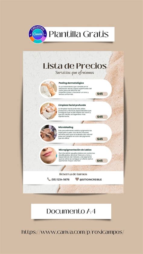 Plantilla Gratis Y Editable En Canva Documento A4 Lista De Precios