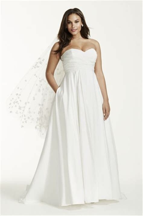 Discount Strapless Ruched Bodice Empire Waist Plus Size Wedding Dress 9wg3707 Silk Taffeta