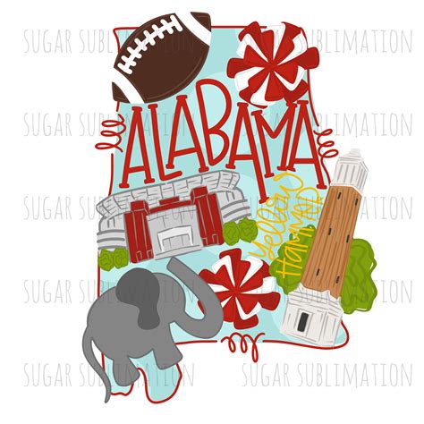 Alabama Football State Sublimation Transfer Masondixon479