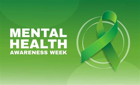 Mental Health Awareness Week Concept Banner Template With Green Ribbon And Text Vector