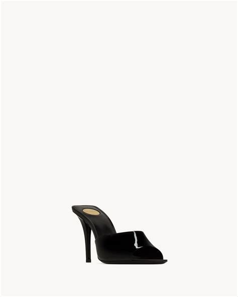 Romy Mules En Cuir Verni Saint Laurent