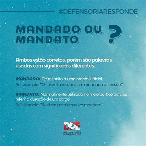 Mandado De Prisão Ou Mandato - Defensoria - Mandado ou Mandato? 🗣 Ambos estão corretos, porém são ...