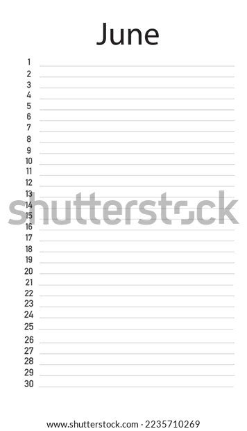 Monthly Printable Organizer June Do List Stock Vector Royalty Free