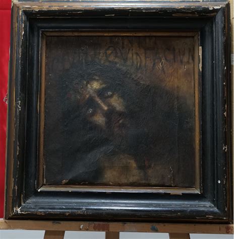 Dipinto Olio Su Tela Scuola Italiana XIX Secolo Raffigurante Cristo