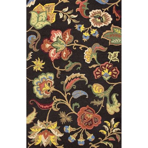 Shop Hand Tufted Floral Pattern Black Multi Wool Area Rug 5 X 8