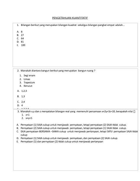 Latihan Soal Tps Pk Pengetahuan Kuantitatif Bilangan Berikut Yang