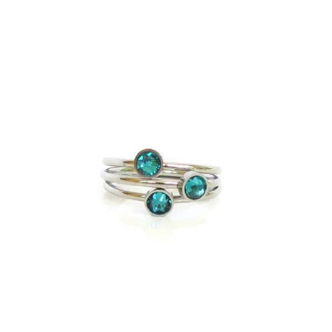 Stackable Swarovski Crystal Ring December Birthstone, Blue Zircon, Gift ...