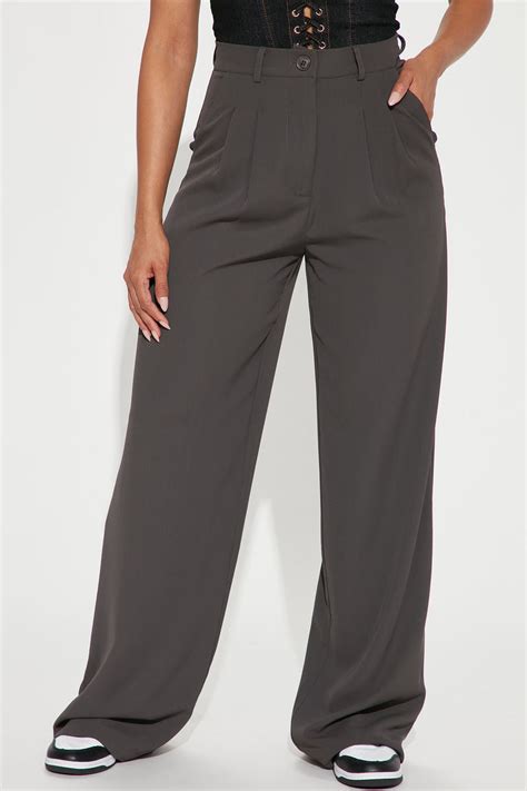 Abbot Kinney Wide Leg Trouser Charcoal Fashion Nova Pants