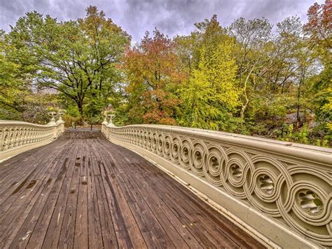 Bow Bridge Central Park Autumn After Rain Stock Image Image Of Bridge