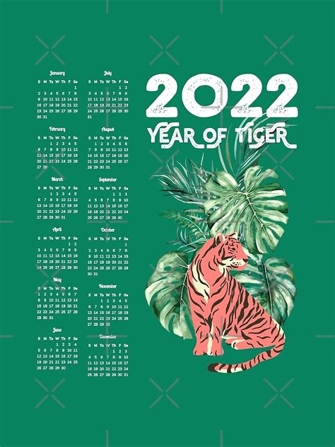 Kalender 2022 Jahr Des Tigers Rosa Tiger Und Monstera Kalender 2022