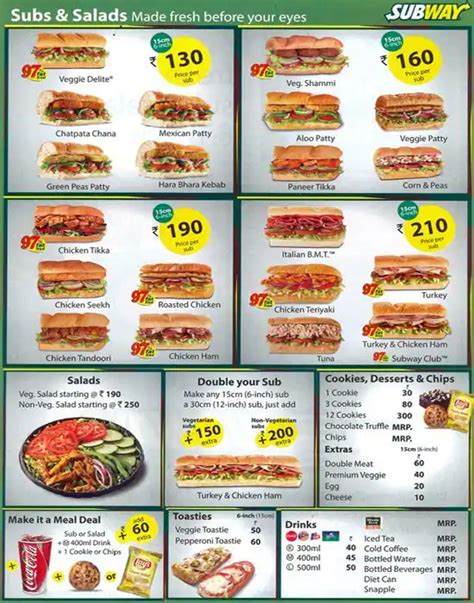 Subway Menu Prices