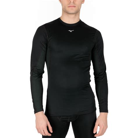 Mizuno Mid Weight Light Crew Men S Underwear Shirt Black