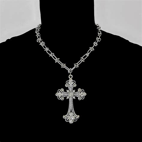 Y2k Gothic Cross Necklace Etsy