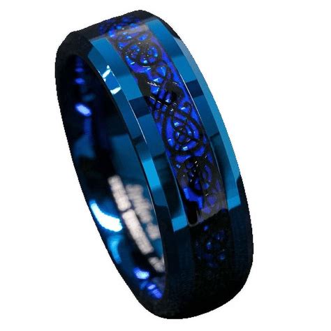 Tungsten Rings For Men Wedding Bands For Him Mm Carbon Fibre Black