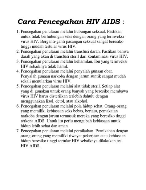 Cara Pencegahan Hiv Aids Pdf