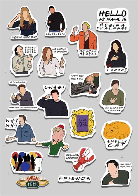 Friends Tv Show Sticker Pack Ross Rachael Chandler Monica Phoebe Joey