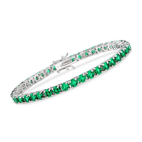 Simulated Emerald Tennis Bracelet In Sterling Silver Ross Simons