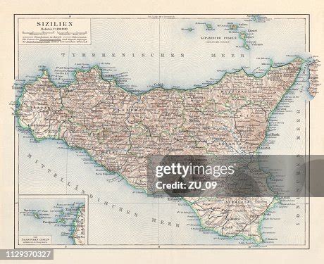 Topographic Map Of Sicily Italy Lithograph Published In 1897 High-Res ...