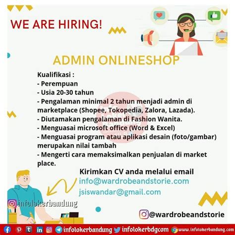 Lowongan Kerja Admin Online Shop Wardrobeandstorie Bandung April