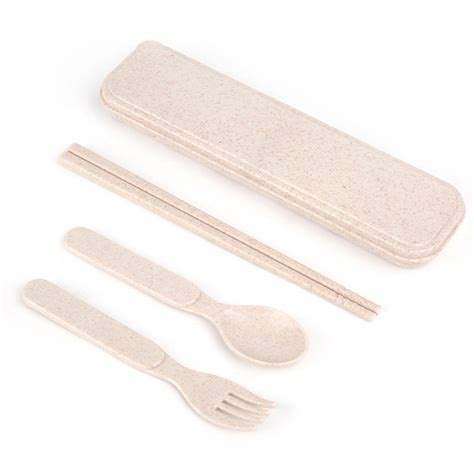 Portable Wheat Straw Cutlery Set With Cutlery Box Eco Etsy UK