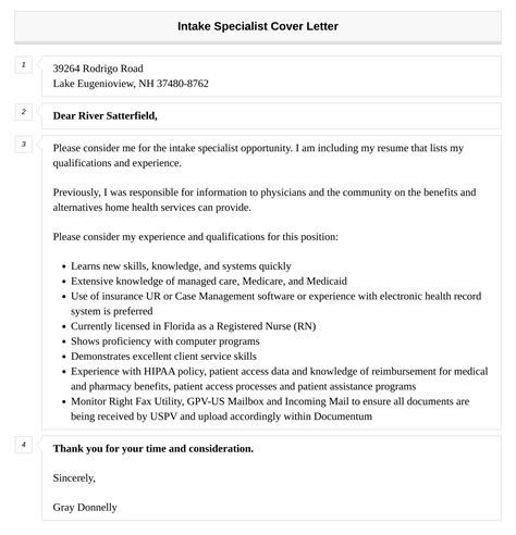 Intake Specialist Cover Letter Velvet Jobs