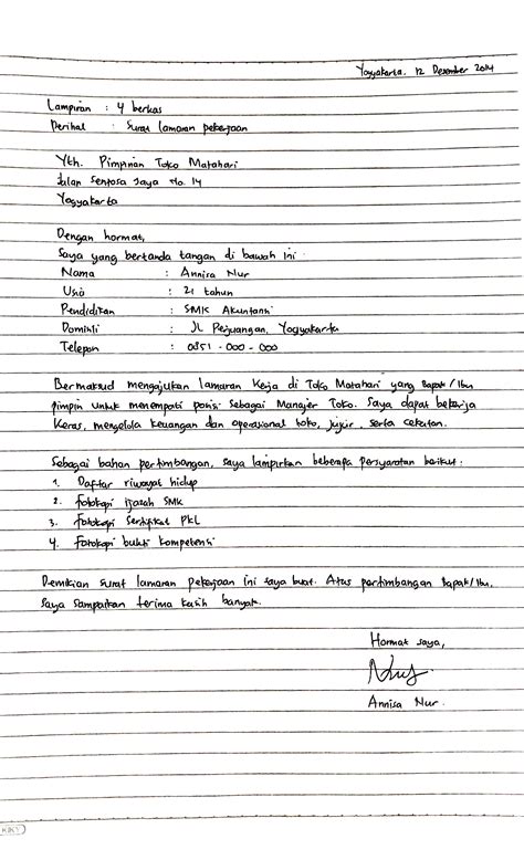 15 Contoh Surat Lamaran Kerja Tulis Tangan And Cara Membuatnya Glints