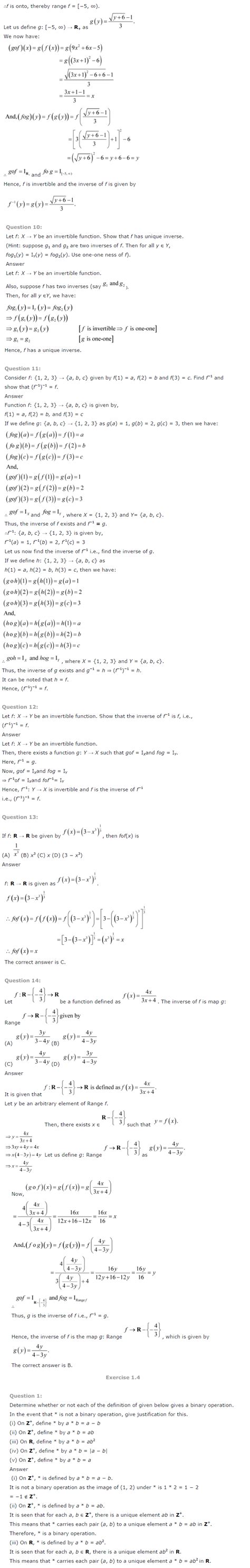 Ncert Solutions Class 12 Maths Ch 1 Relations And Functions Ncert