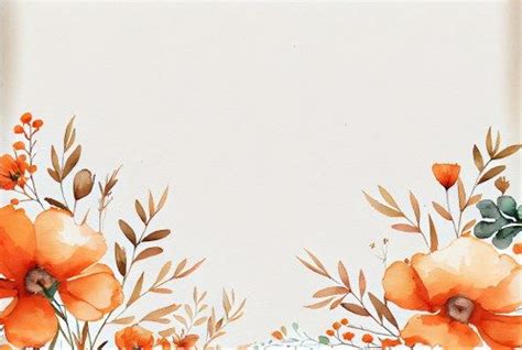 Free Watercolor Orange Flower On White Card Background Image In