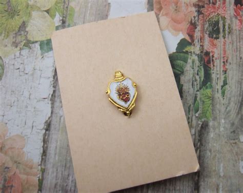 Vintage Catholic Lapel Pin Sacred Heart Jesus Gold Finish With Red Enamel Heart Etsy