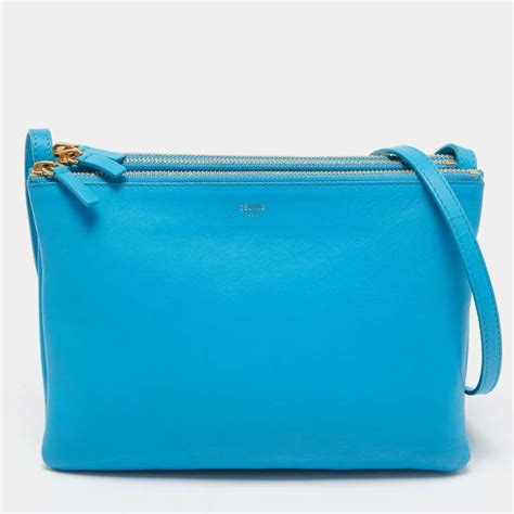 Celine Light Blue Leather Trio Crossbody Bag Celine The Luxury Closet