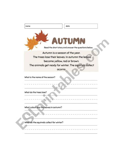 AUTUMN ESL Worksheet By Florentina123456