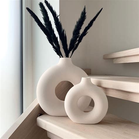 Ceramic Vases For Home Decor Set Of 2 Dount Vases Modern Vase White