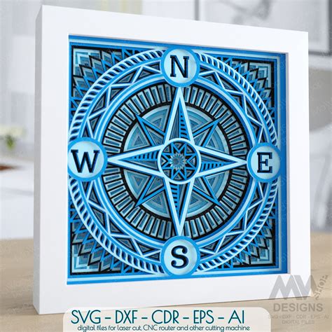 3d Svg Compass Layered Compass Svg Windrose Compass Svg Inspire Uplift