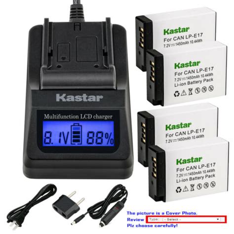 Kastar Battery LCD Fast Charger For Genuine Canon LP E17 9967B02 LC E17