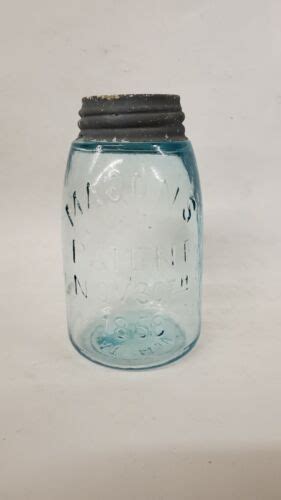 Vintage Masons Patent Nov 30th 1858 Midget Pint Fruit Jar Iron Cross Blue Jar Ebay