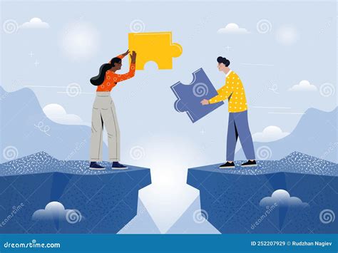 Man And Woman Assembling Jigsaw Puzzle Flat Vector Illustration Couple