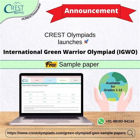 Enjoy Free Access Of 5th Class Crest Green Olympiad Sample Paper By