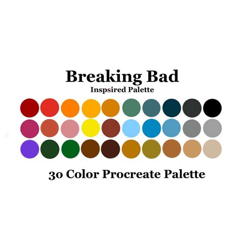 Procreate Color Palette Breaking Bad Inspired Procreate Etsy Hong Kong