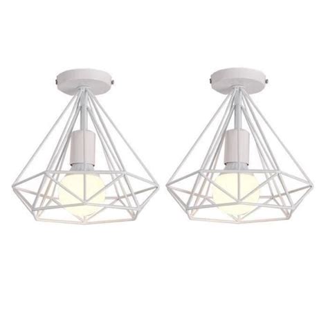 Idegu Lot De Plafonnier Industriel Retro Cage Forme Diamant Luminaire