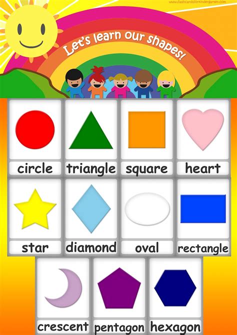 Star Preschool Educational Printable Shapes Flash Cards Daycare